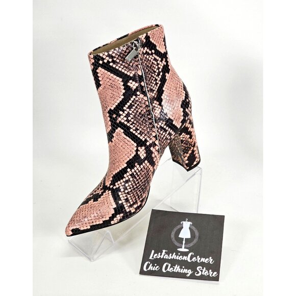 NWOB Marc Fisher Women's Leather Snake Print Pointed Toe Block Booties Sz 7 1784 - Picture 15 of 15